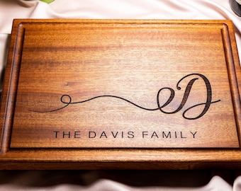 Personalized Cutting Board |Engraved Handmade Wood Charcuterie Boards |Wedding Anniversary or Housewarming Gift | Monogram Design #080