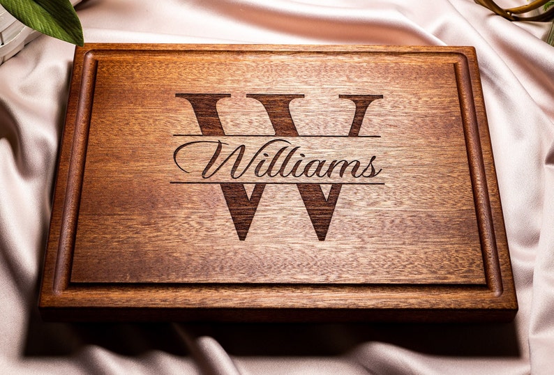 Personalized, Engraved Cutting Board with Minimalist Monogram Design for Wedding or Anniversary Gift 004 image 9
