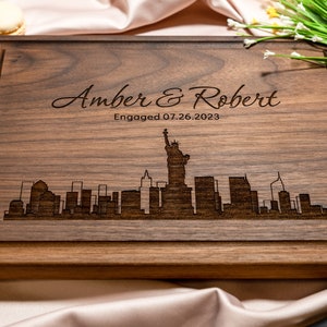 Personalized, Engraved Cutting Board with Modern City Skyline Design for Housewarming or Wedding Gift 050 image 2