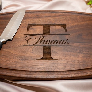 Personalized, Engraved Cutting Board with Minimalist Monogram Design for Wedding or Anniversary Gift 004 image 8