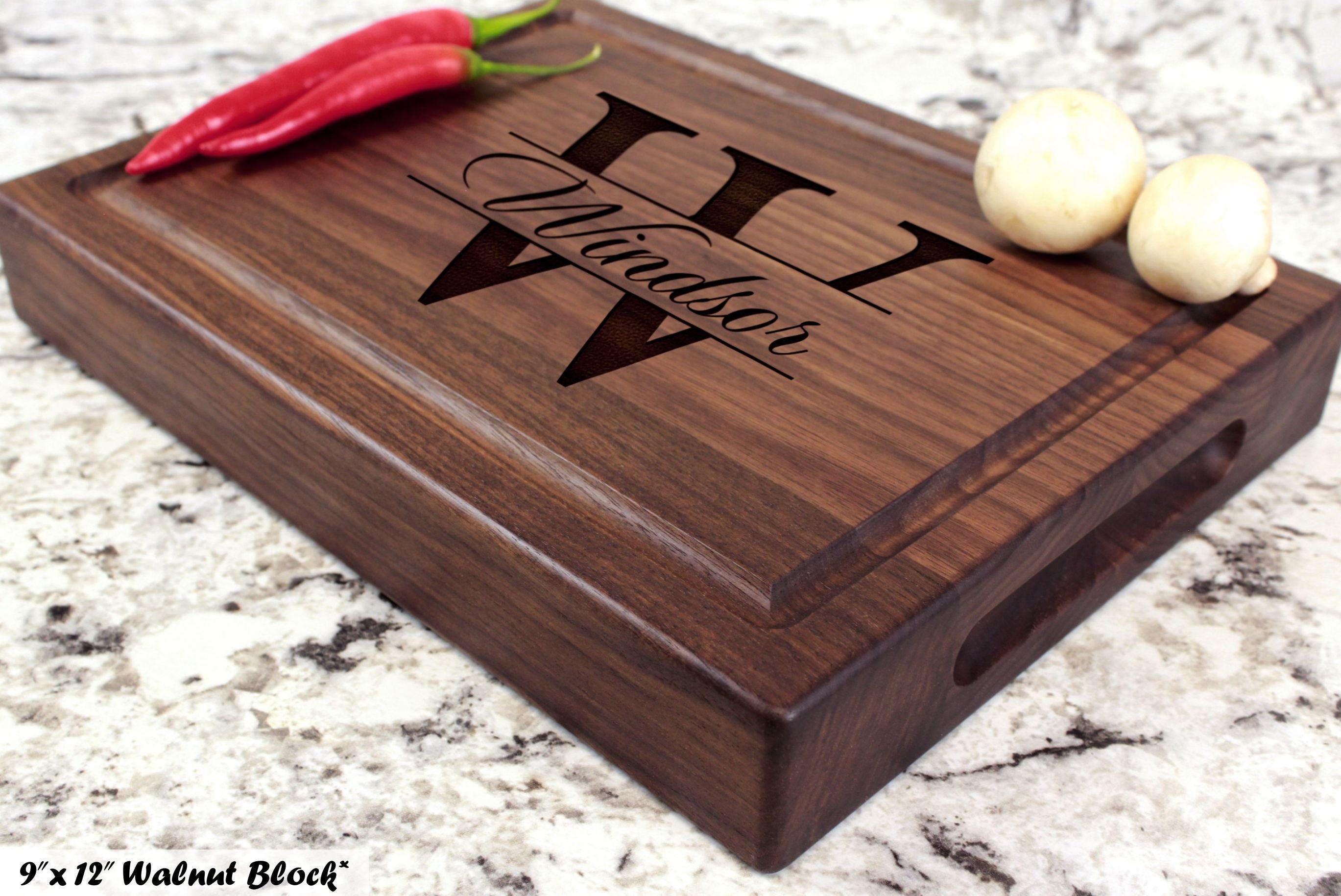 Personalized Engraved Chopping Block With Minimalist Monogram Etsy