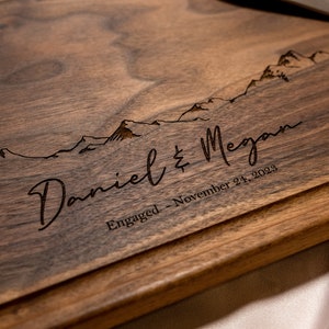 Personalized, Engraved Cutting Board with Minimalist Mountain Design for Housewarming or Wedding 103 image 7