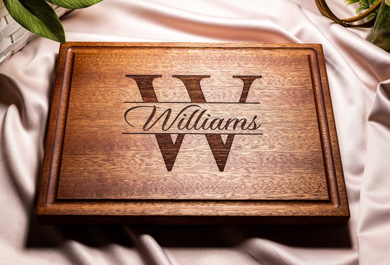 Personalized, Engraved Cutting Board with Minimalist Monogram Design for Wedding or Anniversary Gift 004 image 10