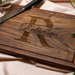 Personalized, Engraved Cutting Board with Minimalist Monogram Design for Wedding or Anniversary Gift 004 image 3