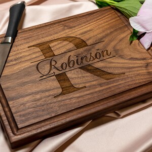 Personalized, Engraved Cutting Board with Minimalist Monogram Design for Wedding or Anniversary Gift 004 image 2