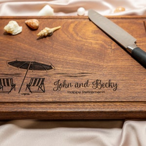 Personalized, Engraved Cutting Board with Beach Destination Design for Retirement or Wedding 051 image 7