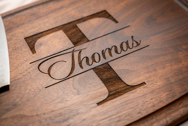 Personalized, Engraved Cutting Board with Minimalist Monogram Design for Wedding or Anniversary Gift 004 image 3