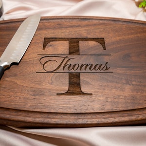 Personalized, Engraved Cutting Board with Minimalist Monogram Design for Wedding or Anniversary Gift 004 image 2