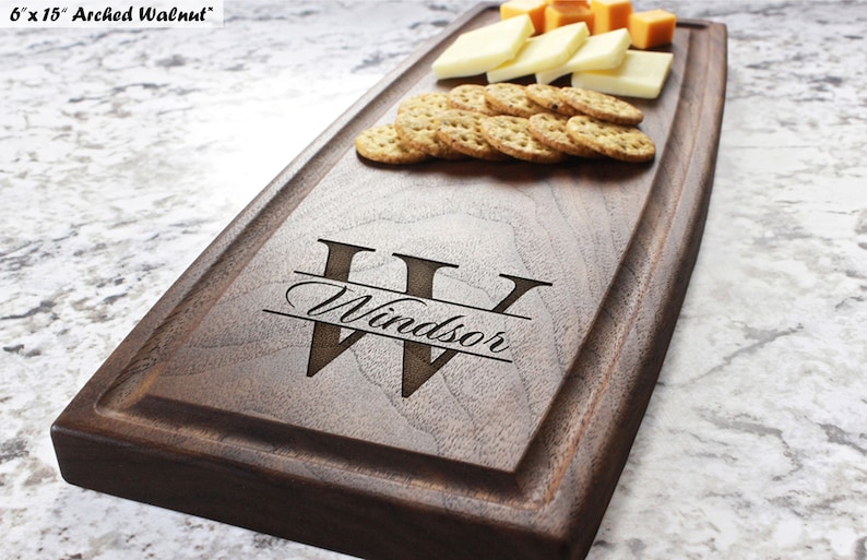 Personalized Engraved Cheese Board With Minimalist Monogram Etsy