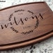Personalized, Engraved Cutting Board with Natural Wreath Design for Wedding or Housewarming Gift #022 