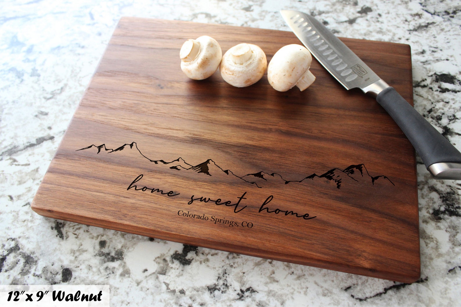 Personalized Engraved Cutting Board With Minimalist Mountain Etsy