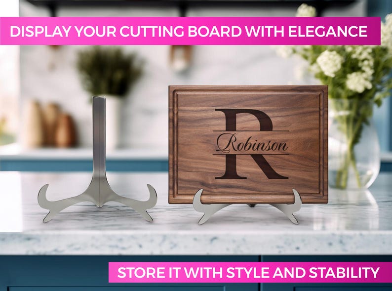 Personalized Engraved Cutting Board with Classic Round Monogram Design - Thumbnail 3