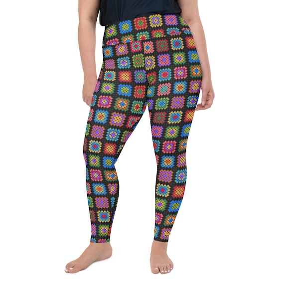 Plus Size Granny Square Leggings: Colorful Crochet Style