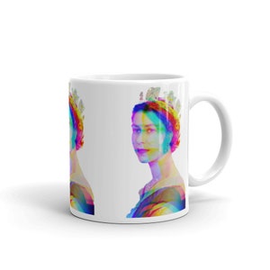 Queen Elizabeth II Mug, Queen of England, 11 oz Mug, Queen Mug, British, United Kingdom, Young Queen, Artistic Queen, QEII, Coffee Mug, Tea