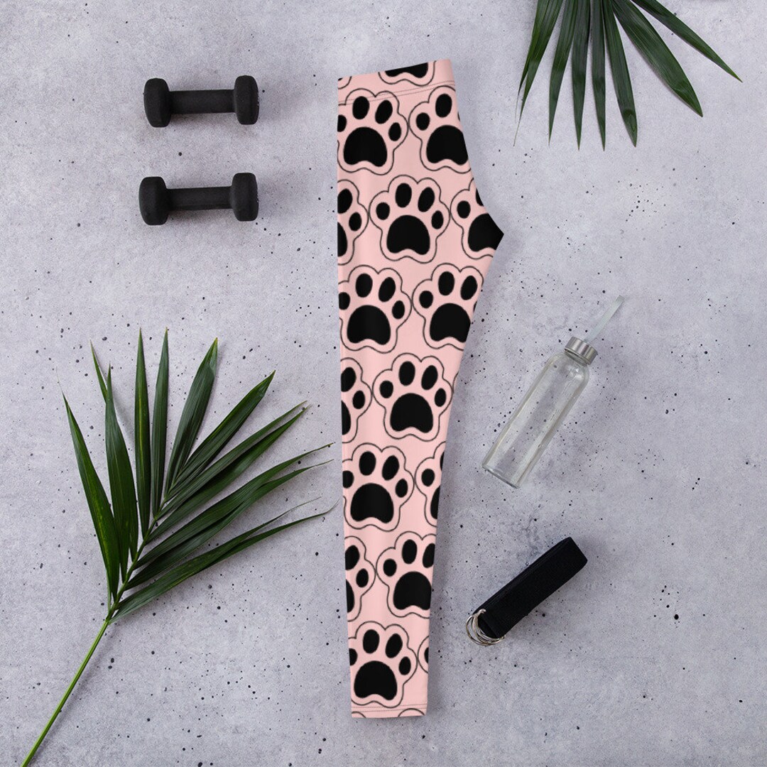 Pink Dog Paw Print Leggings Etsy