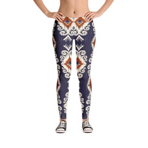 Women&#39;s Ikat Leggings, Bold, Colorful, Blue, Brown, White, Yoga Pants, Geometric, Different