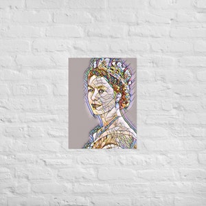 Queen Elizabeth II Poster Print, Queen of England, Queen Poster, British, United Kingdom, Young Queen, Artistic Queen, QEII, Wall Art