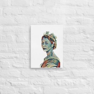 Queen Elizabeth II Canvas Print, Queen of England, Queen Print, British, United Kingdom, Young Queen, Artistic Queen, QEII, Wall Art