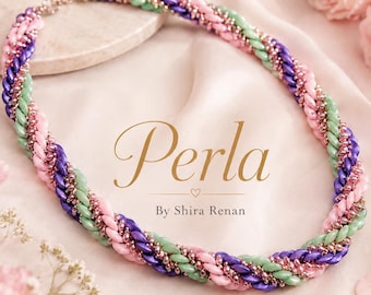 Beading tutorial "PERLA Necklace" -2 hole Mobyduo,Pearl bead, Seed Beads.PDF Tutorial