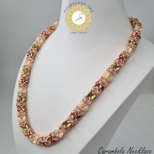 Beading tutorial &quot;Carambola Necklace&quot; 2 hole Mobyduo,crystal bead, Seed Beads.PDF Tutorial