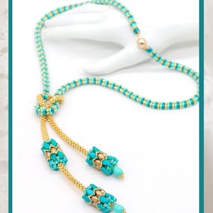 Beaded Lariat Necklace Tutorial, Paisley Duo, SuperDuo (PDF Pattern)