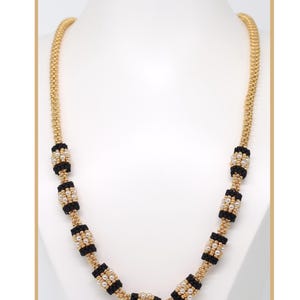 Samouczek dotyczący naszyjnika Golden Waves w formacie PDF | Wzór koralikowy z CRAW i perłami | Instrukcje dotyczące biżuterii DIY