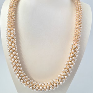 Collier de perles Queen - Tutoriel sur les perles - Rocailles, perles de nacre, perles de cristal - Tutoriel sur les motifs de perles PDF