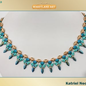 Beading tutorial &quot;Katriel Necklace&quot; Helios beads,o bead,crystal bead, Seed Beads,dagger bead ,PDF Tutorial