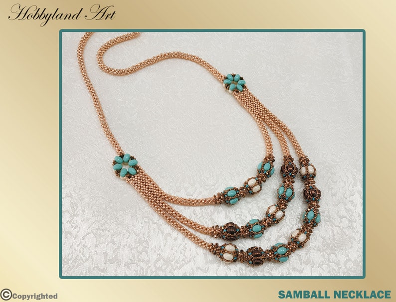 Samball Necklace-Beading tutorial Samos par Puca ,Roce bead,Crystal bead Beaded Necklace Tutorial PDF-hobbyland image 4