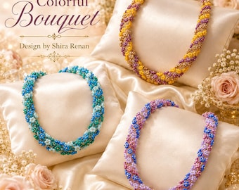Handleiding voor het maken van een kleurrijk boeket kralen (PDF) | Patroon voor een ketting met kleine kraaltjes | Kralenweven voor beginners | Direct downloaden | Kristallen en bloemkralen