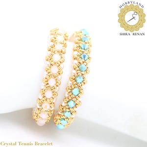 Crystal Tennis Bracelet-Beading tutorial-Seed bead,Pearl bead,crystal beads -Beading Pattern Tutorial PDF