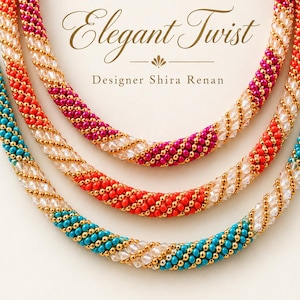 Elegante Twist-Halskette – Perlenstickerei-Anleitung – Rocailles & Kristalle (PDF-Muster)