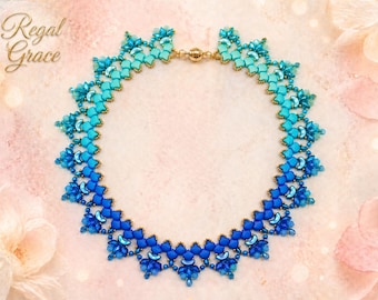 Handledning för Regal Grace pärlhalsband – Ginko, GemDuo, SuperDuo (PDF-mönster)