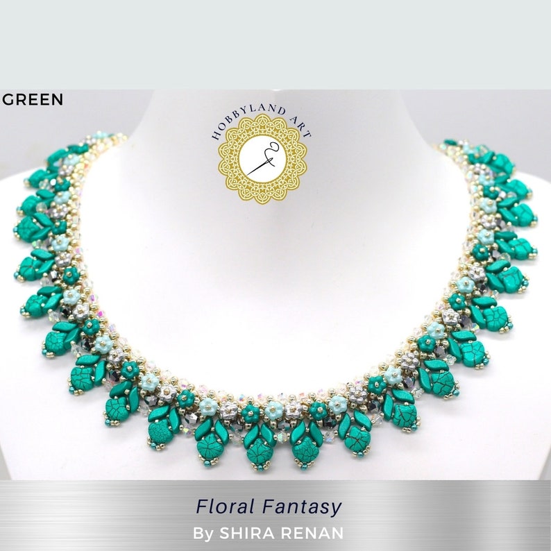 Beading tutorial Floral Fantasy crystal bead, Seed Beads,flower beads,stormduo,ginko bead PDF Tutorial-shira renan-hobbyland image 2