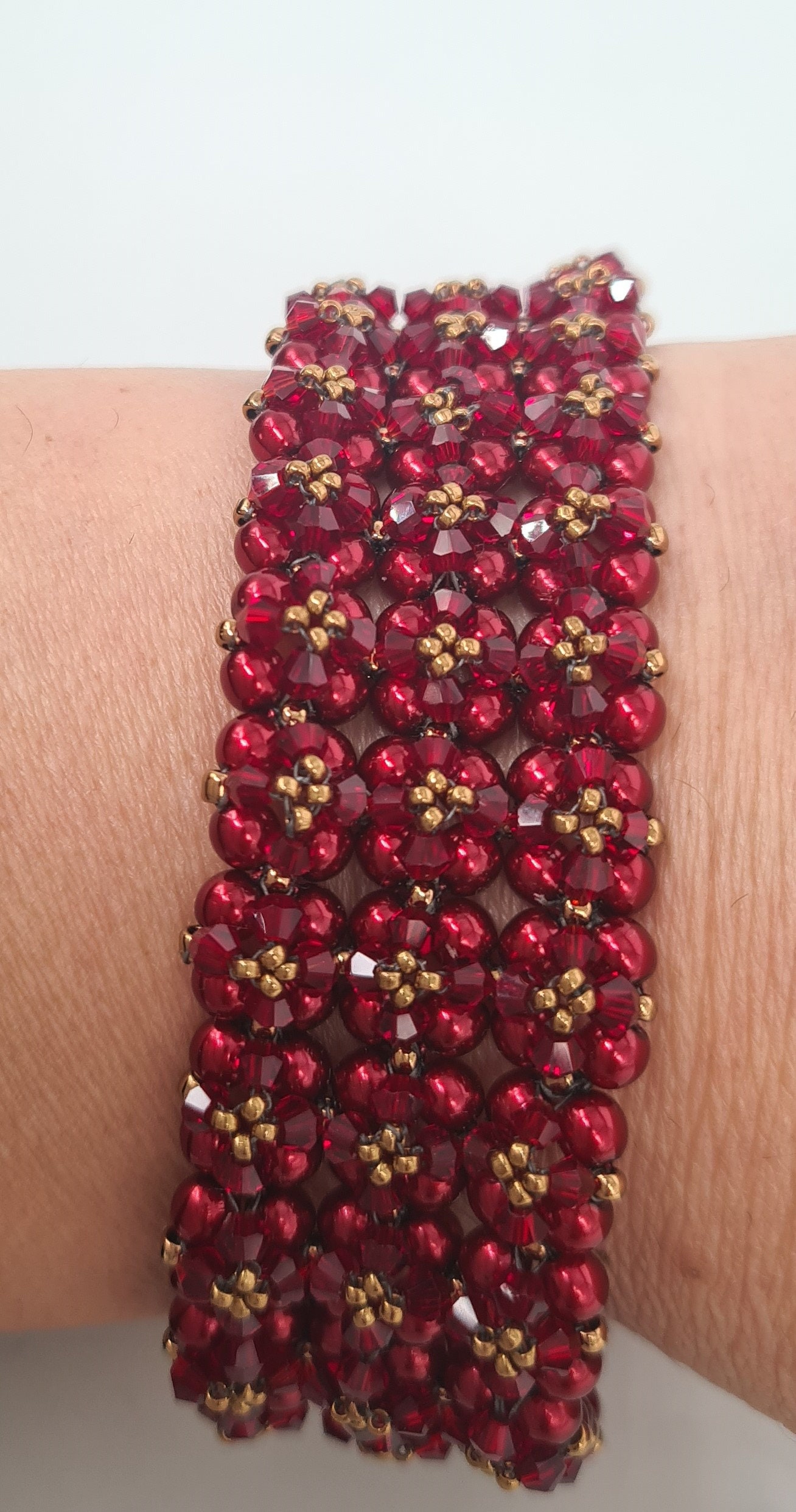 Kit & Tutorial lace Pearl Bracelet Seed Bead Crystal Beads | Etsy