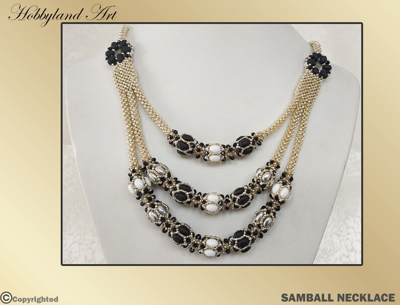 Samball Necklace-Beading tutorial Samos par Puca ,Roce bead,Crystal bead Beaded Necklace Tutorial PDF-hobbyland image 6