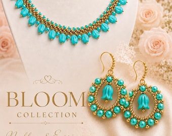 Tutorial per la creazione di collane e orecchini Bloom con perline: perline di vetro, mini tulipani Shira Renan