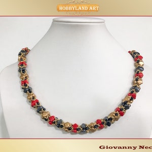 Beading tutorial &quot;Giovanny Necklace&quot; Ginko beads, Seed Beads,crystal beads- PDF Tutorial