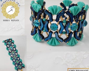 Bracelet petite sirène-perle de rocaille, perle baroque, perle de pont, Vexolo, vernis à feu, tutoriel de perles-tutoriel de motif de perles PDF