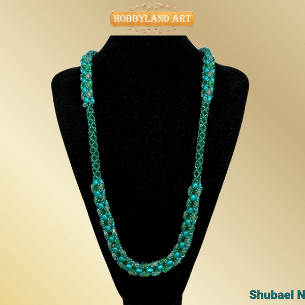 Beading tutorial,"Shubael Necklace"lariat, 2 hole samos bead puca  ,gemduo beads,Seed beads,crystal bead, O BEADS .PDF Tutorial