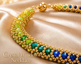 Crystal Window Necklace Beading Tutorial, Seed Bead Jewelry Pattern (PDF Download)