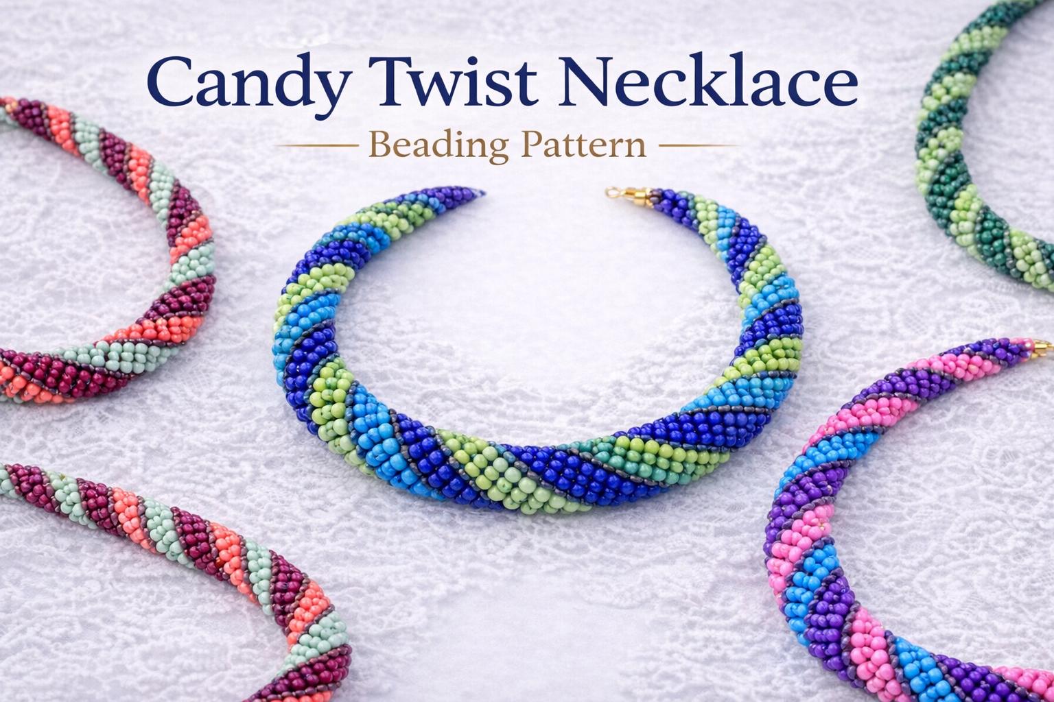 Candy Twist Necklace Beading Tutorial PDF Spiral Seed Bead Necklace ...