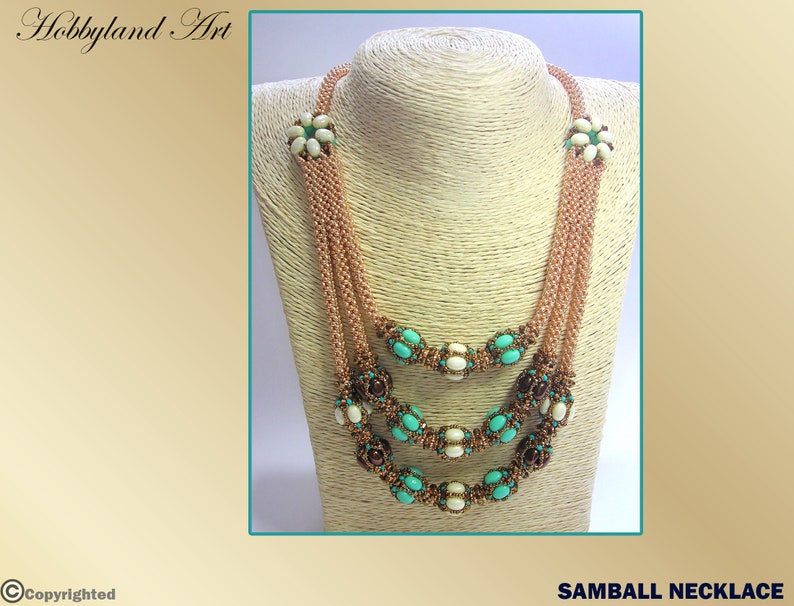 Samball Necklace-Beading tutorial Samos par Puca ,Roce bead,Crystal bead Beaded Necklace Tutorial PDF-hobbyland image 9