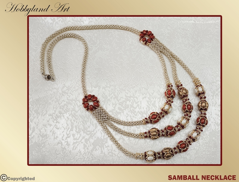 Samball Necklace-Beading tutorial Samos par Puca ,Roce bead,Crystal bead Beaded Necklace Tutorial PDF-hobbyland image 7