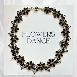 flowers dance-Beading Kit& PDF Tutorial Beading-Seed beads,Arcos ,superDuo ,gekko ,bicone ,crystal Navettes Czech-necklace kit-shira renan image 4