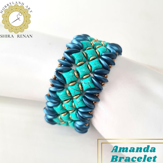 Bracelet élastique avec billes bleues et vertes – Bizou