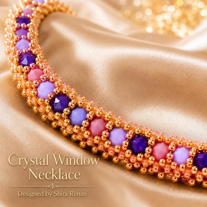 Crystal Window Necklace Beading Tutorial, Seed Bead Jewelry Pattern (PDF Download)