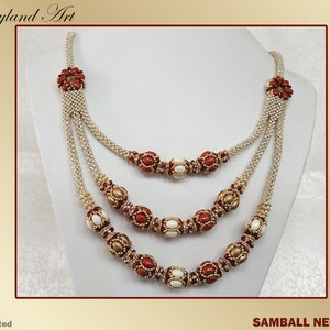 Samball Necklace-Beading tutorial Samos par Puca ,Roce bead,Crystal bead Beaded Necklace Tutorial PDF-hobbyland image 5