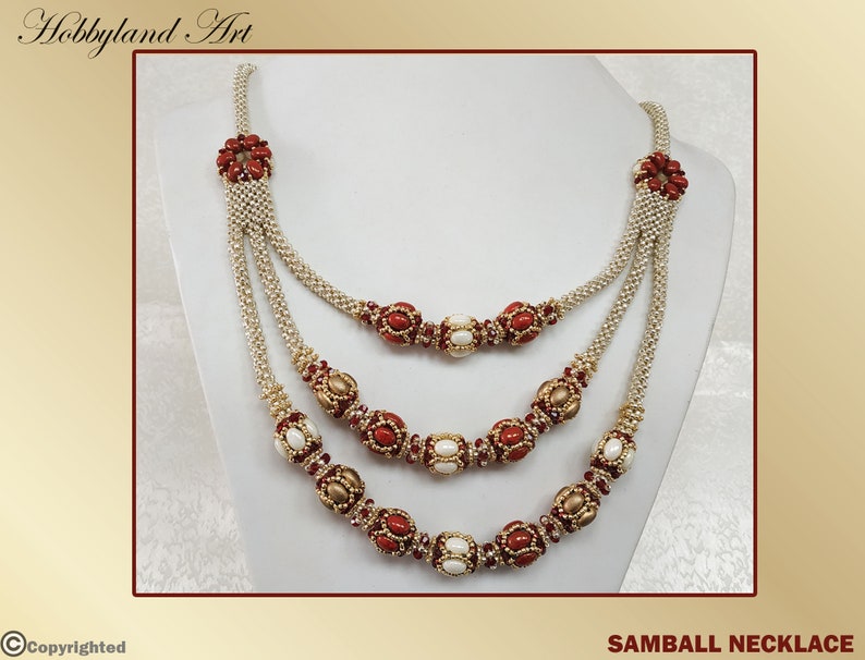 Samball Necklace-Beading tutorial Samos par Puca ,Roce bead,Crystal bead Beaded Necklace Tutorial PDF-hobbyland image 5