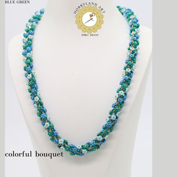 Beading tutorial "colorful bouquet" crystal bead, Seed Beads,flower beads PDF Tutorial-shira renan-hobbyland